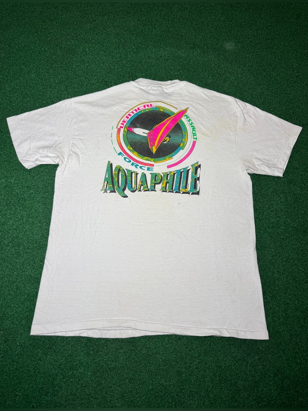 Aquaphile Vintage Surf T Shirt Surfer Beach 80s 90s Large Retro White
